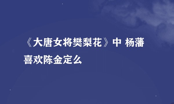 《大唐女将樊梨花》中 杨藩喜欢陈金定么