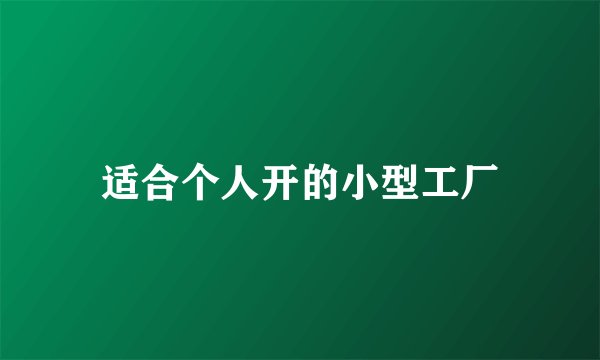 适合个人开的小型工厂