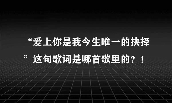 “爱上你是我今生唯一的抉择”这句歌词是哪首歌里的？！
