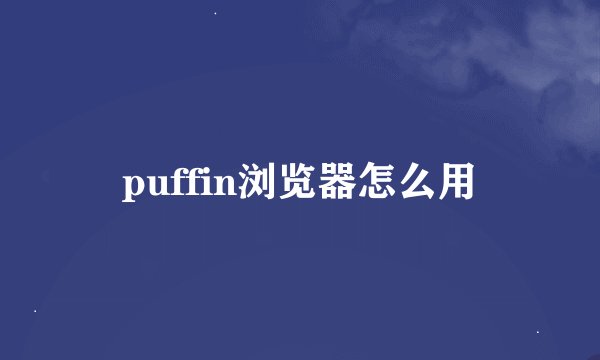 puffin浏览器怎么用