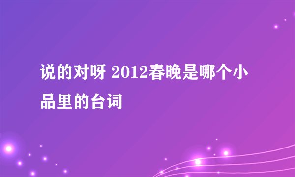 说的对呀 2012春晚是哪个小品里的台词