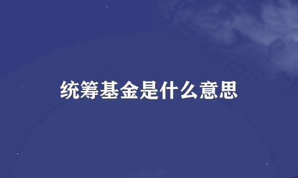 统筹基金是什么意思