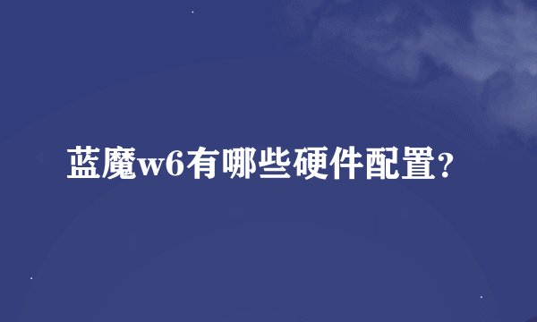 蓝魔w6有哪些硬件配置?