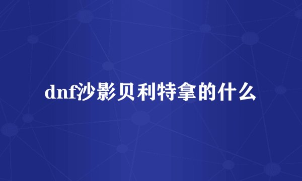 dnf沙影贝利特拿的什么