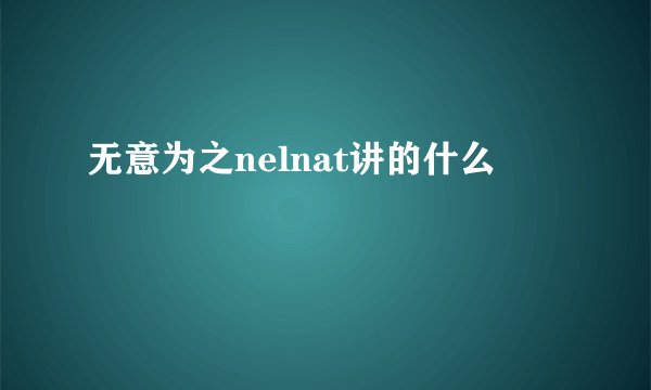 无意为之nelnat讲的什么