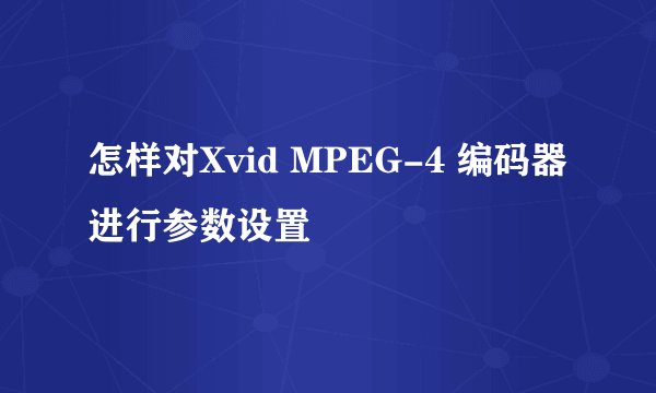 怎样对Xvid MPEG-4 编码器进行参数设置