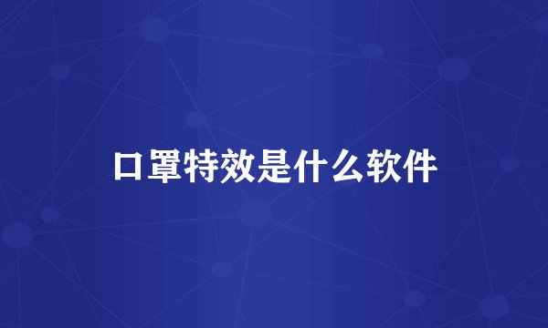 口罩特效是什么软件