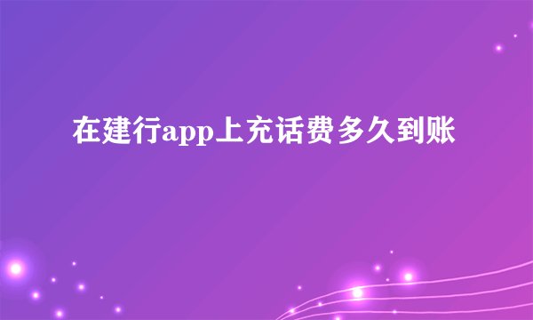 在建行app上充话费多久到账
