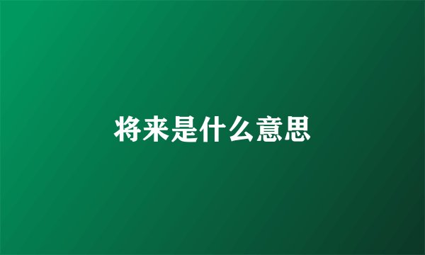将来是什么意思