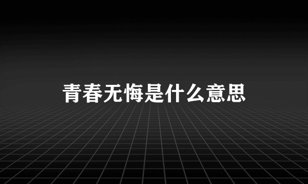 青春无悔是什么意思