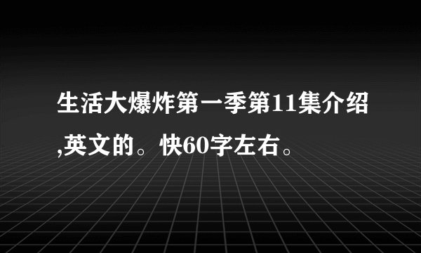 生活大爆炸第一季第11集介绍,英文的。快60字左右。