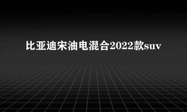 比亚迪宋油电混合2022款suv