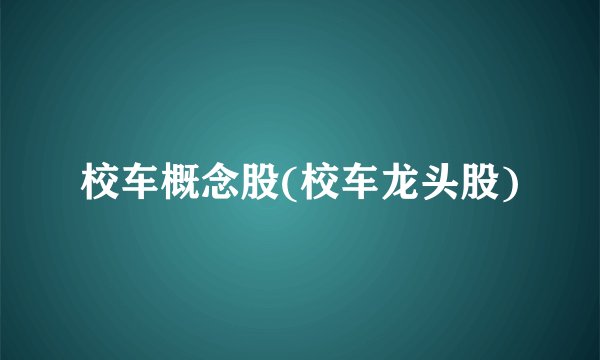 校车概念股(校车龙头股)