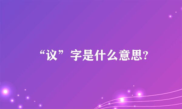 “议”字是什么意思?