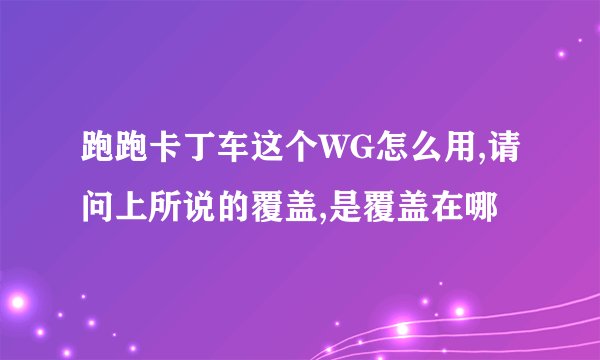 跑跑卡丁车这个WG怎么用,请问上所说的覆盖,是覆盖在哪