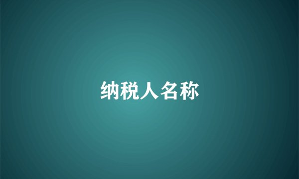 纳税人名称