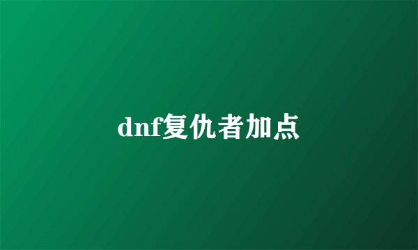 dnf复仇者加点