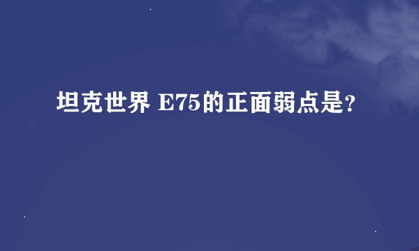 坦克世界 E75的正面弱点是？