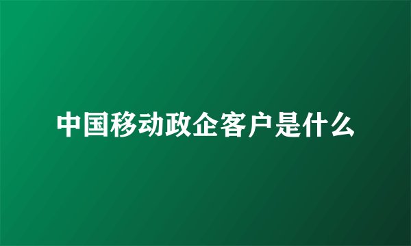 中国移动政企客户是什么