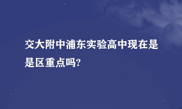 交大附中浦东实验高中现在是是区重点吗?