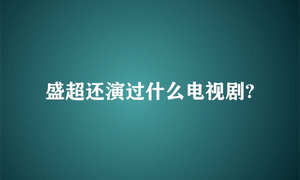 盛超还演过什么电视剧?