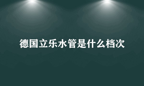 德国立乐水管是什么档次
