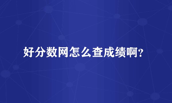 好分数网怎么查成绩啊？
