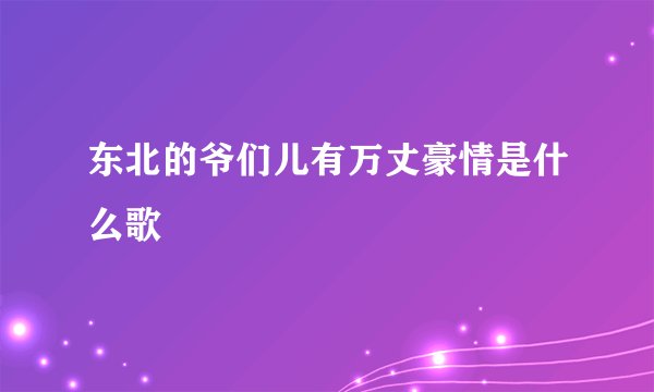 东北的爷们儿有万丈豪情是什么歌