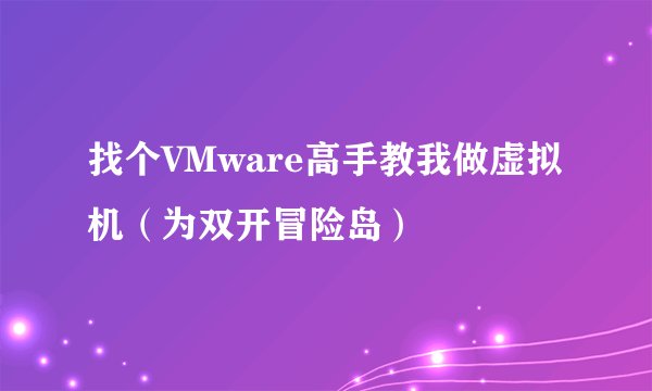 找个VMware高手教我做虚拟机（为双开冒险岛）