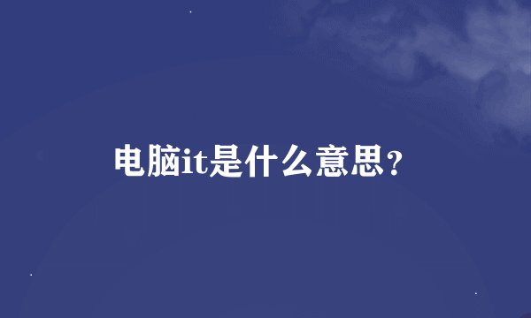 电脑it是什么意思？