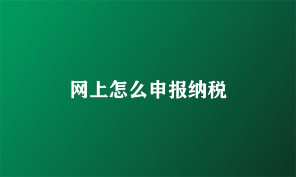 网上怎么申报纳税