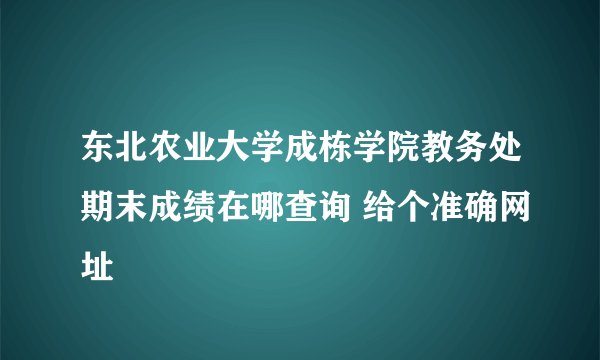 东北农业大学成栋学院教务处期末成绩在哪查询 给个准确网址
