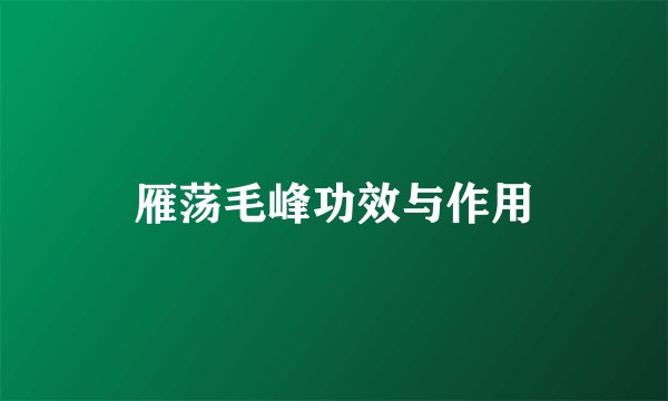 雁荡毛峰功效与作用