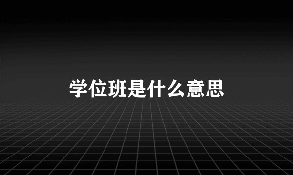 学位班是什么意思
