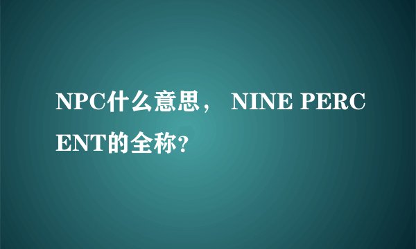 NPC什么意思， NINE PERCENT的全称？