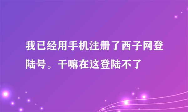 我已经用手机注册了西子网登陆号。干嘛在这登陆不了