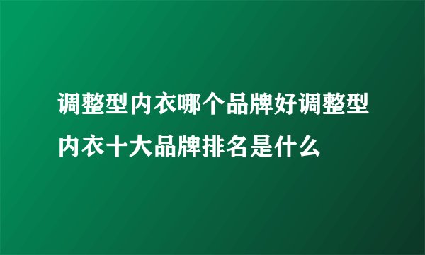 调整型内衣哪个品牌好调整型内衣十大品牌排名是什么