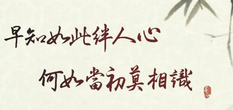 早知如此绊人心，何如当初莫相识。？