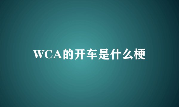 WCA的开车是什么梗