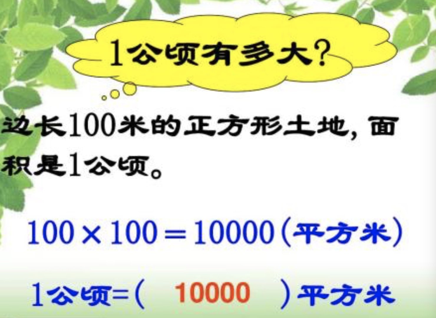 1平方千米等于多少公顷？