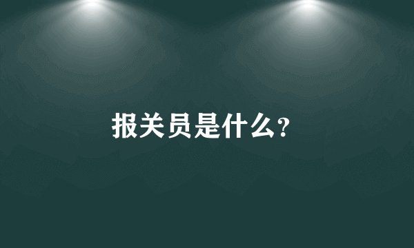 报关员是什么？