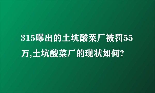 315曝出的土坑酸菜厂被罚55万,土坑酸菜厂的现状如何?