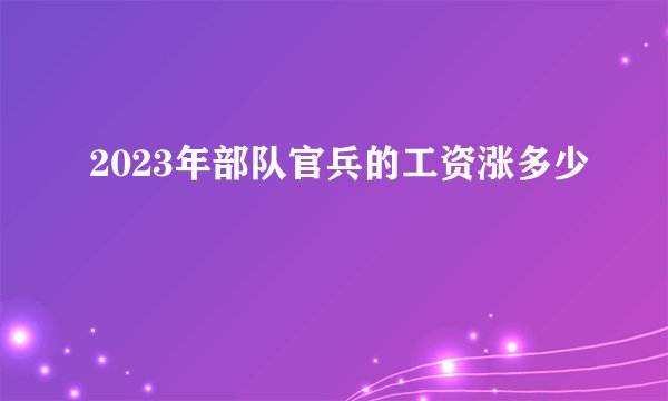 2023年部队官兵的工资涨多少