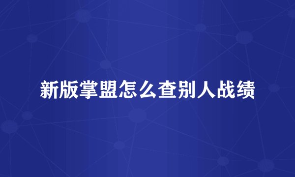 新版掌盟怎么查别人战绩