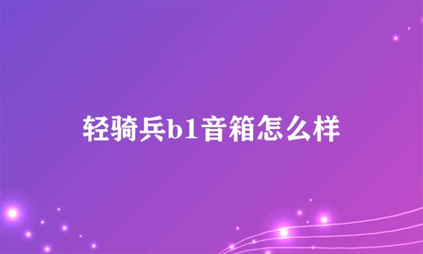 轻骑兵b1音箱怎么样