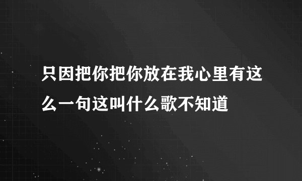 只因把你把你放在我心里有这么一句这叫什么歌不知道