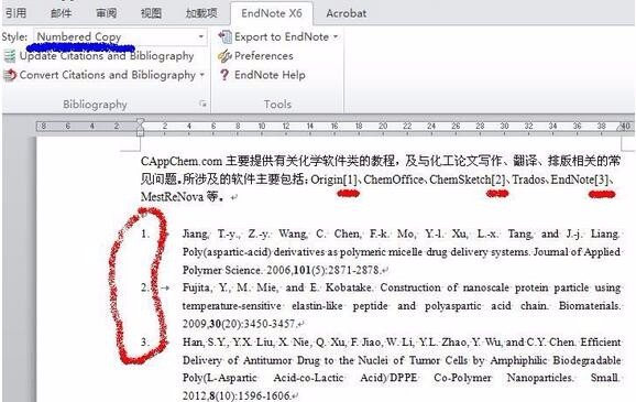 EndNoteX6怎样插入参考文献时变成上标？
