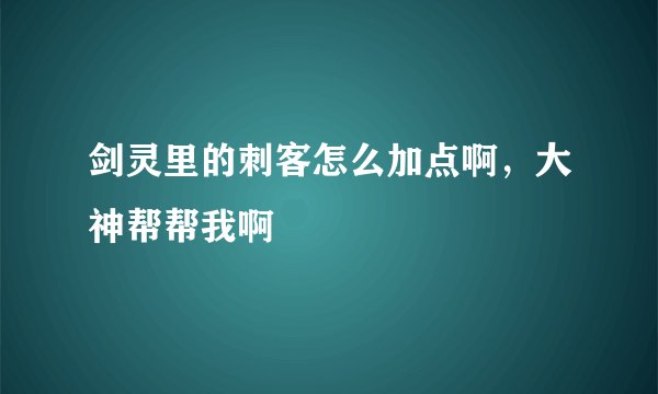 剑灵里的刺客怎么加点啊，大神帮帮我啊