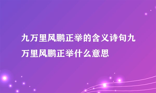 九万里风鹏正举的含义诗句九万里风鹏正举什么意思
