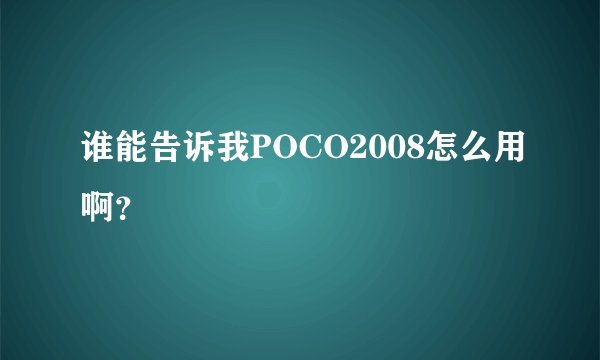 谁能告诉我POCO2008怎么用啊？